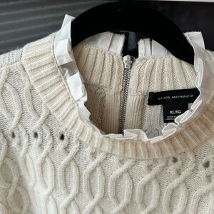 Club Monaco Cream Cable Knit Wool Sweater